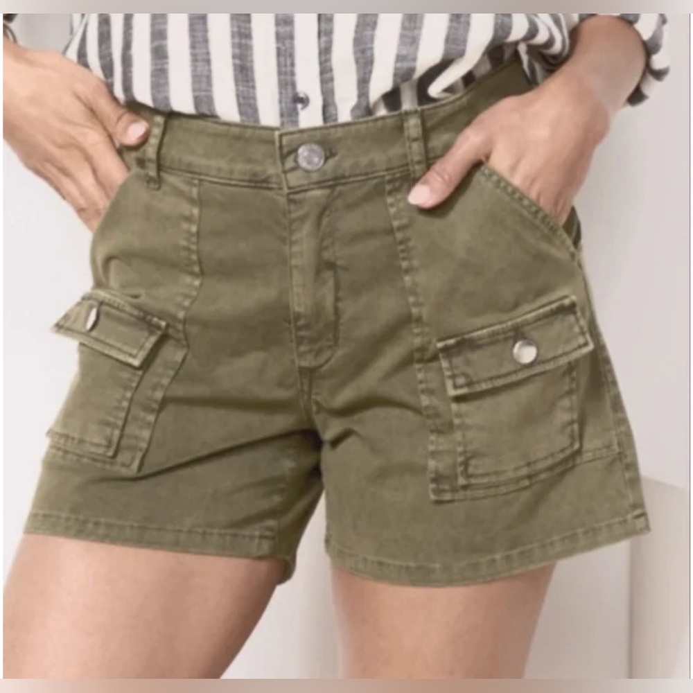 Evereve Kut From The Kloth Utility Short Olive branch Gorpcore Size 10 - Picture 3 of 13